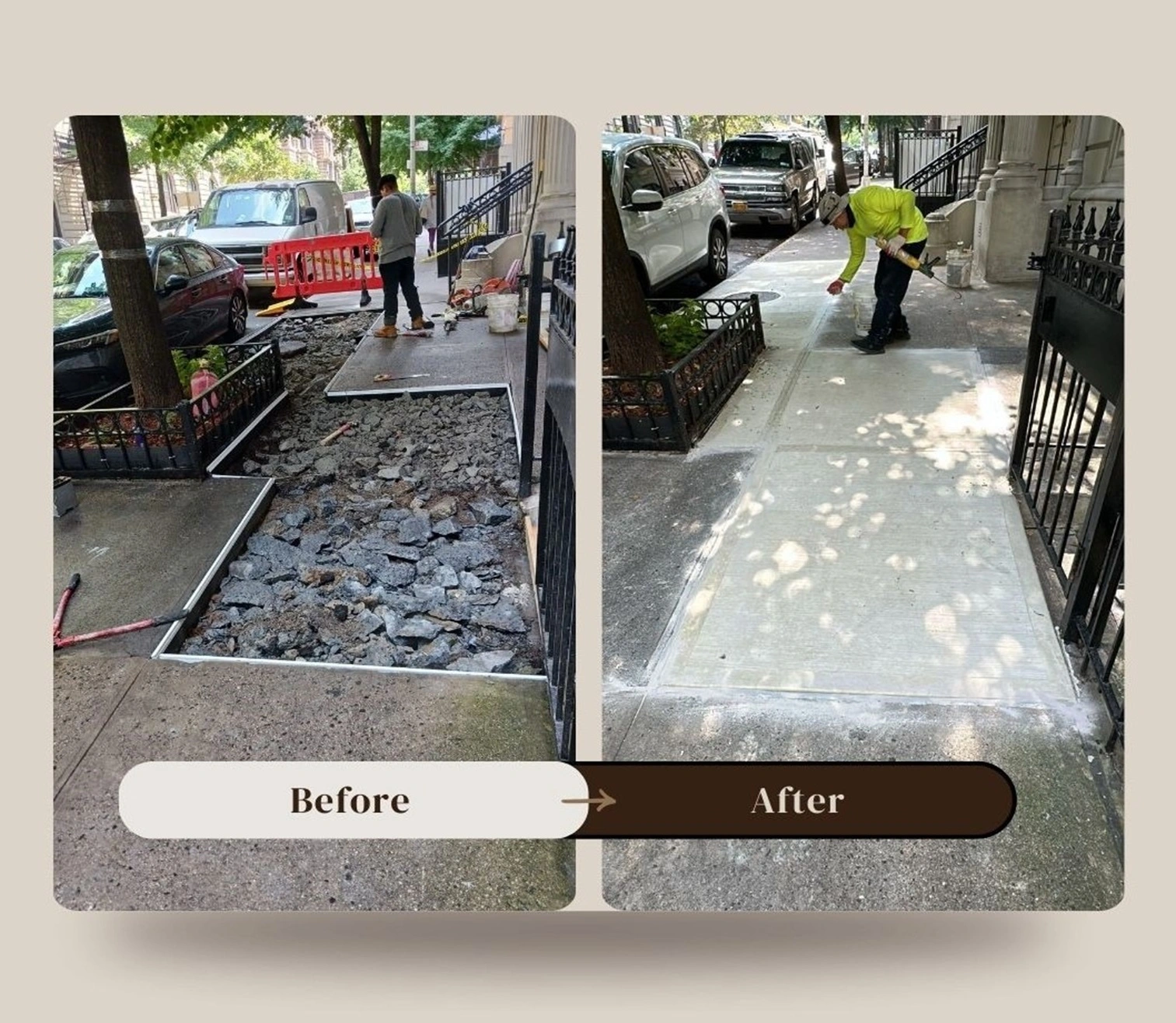 concrete sidewalk fixed and violation removed in Brooklyn
